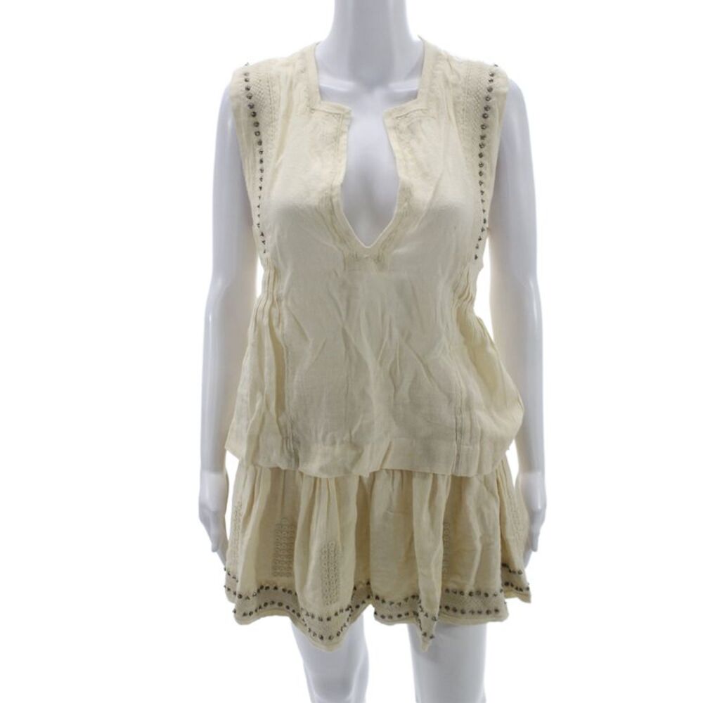 Isabel Marant Etoile Womens Tank Top A Line Skirt Set Beige Cotton Size EUR 38